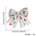 Detailed view of dual-layer Christmas bow with reindeer tree prints and 10cm size marking - White Fabric Christmas Tree Print Style