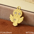 Golden microphone pendant with wings and inlaid crystals, size 14x10mm for DIY jewelry - Microphone With Wings Style (KLJ9487-ZLA)