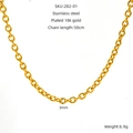 Detailansicht der 18k vergoldeten Edelstahl-Halskette mit Größen- und Gewichtsangaben - 50cm (Länge) * 3mm (Breite) / Gold