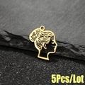 Minimalist gold hollow stainless steel female silhouette pendant set of five pieces - Gold / 5 Pieces