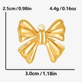 Gold stainless steel bow pendant measuring 3.0cm width with high polish finish - Wide Thick Bow / Gold