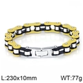 Men's hip hop bike chain bracelet in yellow and black stainless steel finish - Yellow, Black & Silver (KB46726-D)