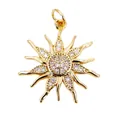 Vue détaillée du pendentif tournesol avec placage en or 18 carats et micro-sertissage - W5799-Or 18K+Zircone Blanche