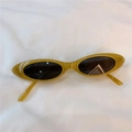 Retro mustard yellow oval cat-eye sunglasses with dark tinted lenses for women - Flat Oval Mustard Yellow