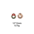Detail showing 12x15mm Christmas wreath pendant with red bow and gold metal texture - Style 23-Christmas Wreath