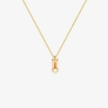 Elegant gold S925 sterling silver necklace with a rectangular champagne gemstone pendant - Champagne