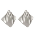 Modern irregular geometric crumpled earrings in polished silver finish for women - Stainless Steel Silver Irregular Rhombus Style (11741)