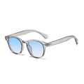 Lunettes de soleil rondes grises translucides avec verres bleus dégradés et clou de riz - Monture Trans Grise Dégradé Bleu (C41)