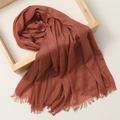 Brick red cotton linen scarf with fine tassel fringe draped in a wooden frame - 180*100cm / Rust Red (TH39-17)