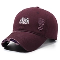 Casquette vintage bordeaux foncé avec broderie NABe Nara et détails effet délavé - Réglable / Bordeaux
