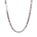 Collier tennis avec pierres précieuses carrées multicolores et fermoir sécurisé - Base Argent Pierre Multicolore Carrée (KN234320-KFC)