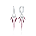 Elegant silver drop earrings featuring rose red zircons in a radiant spiked sunburst design - 14-Rose Red Zirconia Spike Tassel