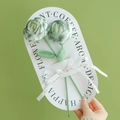 Handmade crochet bouquet with green gradient yarn roses and Love Is Eternal ribbon - Rose (Classic Green Combination)