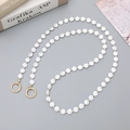 Elegant white flat pearl strap with gold beads and spring ring clasps on vintage background - K2819 Flat Round Irregular Pearl Crossbody