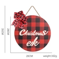 28cm Christmas Elk round wooden sign with red and black buffalo plaid bow for door hanging - Style R (Christmas Elk)