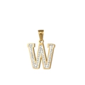Collier en acier doré avec un pendentif lettre W serti de cristaux brillants - Lettre W