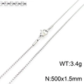 Zilveren roestvrijstalen 1,5 mm box ketting 500 mm lengte met stevige karabijnsluiting - 1.5mm / 50cm / Staalkleur