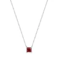 Collar de plata de ley S925 con colgante de gema verde de corte cuadrado - Plata 925 / Plateado