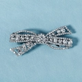 Sparkling silver bow hair clip with luxury rhinestones on a light blue background - Silver Pave Bowknot / 1# Bowknot