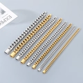 Variety of stainless steel Cuban link bracelets in gold and silver finishes - Width 12mm, Length 19cm / Gold