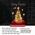 Golden bow Christmas tree static window sticker in four size options for holiday decor - M / Sduv-033