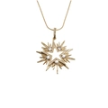 Elegant gold snowflake starburst necklace with zircon inlay on a fine snake chain - 50+5CM Snake Bone Chain