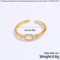 Adjustable golden stainless steel butterfly wheat ring with sparkling zircons - Marquise Zirconia Style / Gold