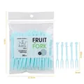 50-piece light blue plastic fruit picks with various cute cartoon character tops - Bag Pack/50Pcs / Blue