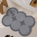 Tappeto bagno grigio in farina di fossili con motivo panda e scritta GO BATH - Fango di diatomee - Cerchio di gatto - Grigio chiaro / 40x60cm