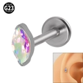 G23 solid titanium labret stud featuring a marquise cut opal stone for ear cartilage - NO 8 (Aurora Zirconia)