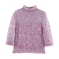 Schicker rosa und lila Strickpullover mit Farbverlauf, Sternmuster und Stehkragen - S / Rosa Melange