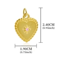 Ciondolo a cuore placcato oro 18k con gemma rosa e motivo a stelle, 2,40x1,90 cm - Cuore con Stella in Zircone Rosa - A0002401