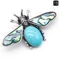 Vintage insect bee brooch featuring sky blue turquoise stone and abalone shell wings - Blue Turquoise (Synthetic)