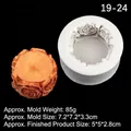 White silicone mold for round rose flower fondant with 3D embossed texture and samples - Gray