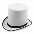 Chistera blanca clásica con cinta de satén negra para magos y eventos formales elegantes - Adult-59cm / 16 Cm De Alto - Blanco Con Bordes Negros