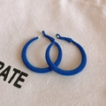 Elegant Klein Blue velvet hoop earrings with a matte texture and minimalist design - Blue