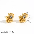 Goldene Titanstahl-Ohrstecker mit Kugeldesign und Kristallakzent, geometrisch - Zirkonia Edelsteinstil(TE60275)