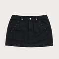 Retro black high waist cargo mini skirt with metal studs and zipper closure - XS / Wild Black