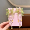 Handmade green floral hair clips with tassels and pearls for girls Hanfu accessories - Best Seller / 10# Green Bow Cherry Blossom Style (10# Green Bow Cherry Blossom Hair Clip 1 Pair)
