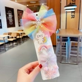 Rainbow and pink mesh bow hair clip set with snowflake and unicorn motifs for girls - 11# Little White Horse (Hair Clip Set 012)