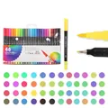 48-color dual tip watercolor marker set with black barrels and transparent storage case - New Style Black 48 Colors Soft Tip