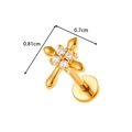 Gouden roestvrijstalen kruis oorknopje met zirkonia voor kraakbeen piercings sieraden - Kruis Stijl (2610-4# Goud)