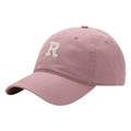 Retro dusty pink baseball cap with 3D towel embroidered letter R in soft cotton twill - Adult Adjustable / Rose Pink