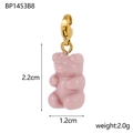 Pink resin bear pendant with gold lobster clasp, 2.2cm height, model BP1453B8 - Pink (BP1453B8)