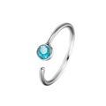 Nasenring aus Edelstahl in Silber mit einem hellblauen Kristallstein in C-Form Design - Silber Himmelblau Strass Stil (04427951-6)