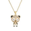 Fashionable golden panda pendant necklace with micro-set zircons and enamel finish - White Panda