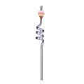 Single purple spiral plastic drinking straw with cartoon ice cream topper for parties - Purple