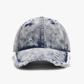 Vintage denim baseballpet met distressed details en een gewassen blauwe look - Middenblauw Stijl (25A204)