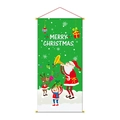 Green Christmas banner hanging decoration with Santa Claus and reindeer cartoon art - 001-Green Santa Claus
