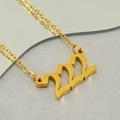 Gold-plated stainless steel necklace featuring a stylized 222 number pendant for unisex wear - 222 (Pendant Only)
